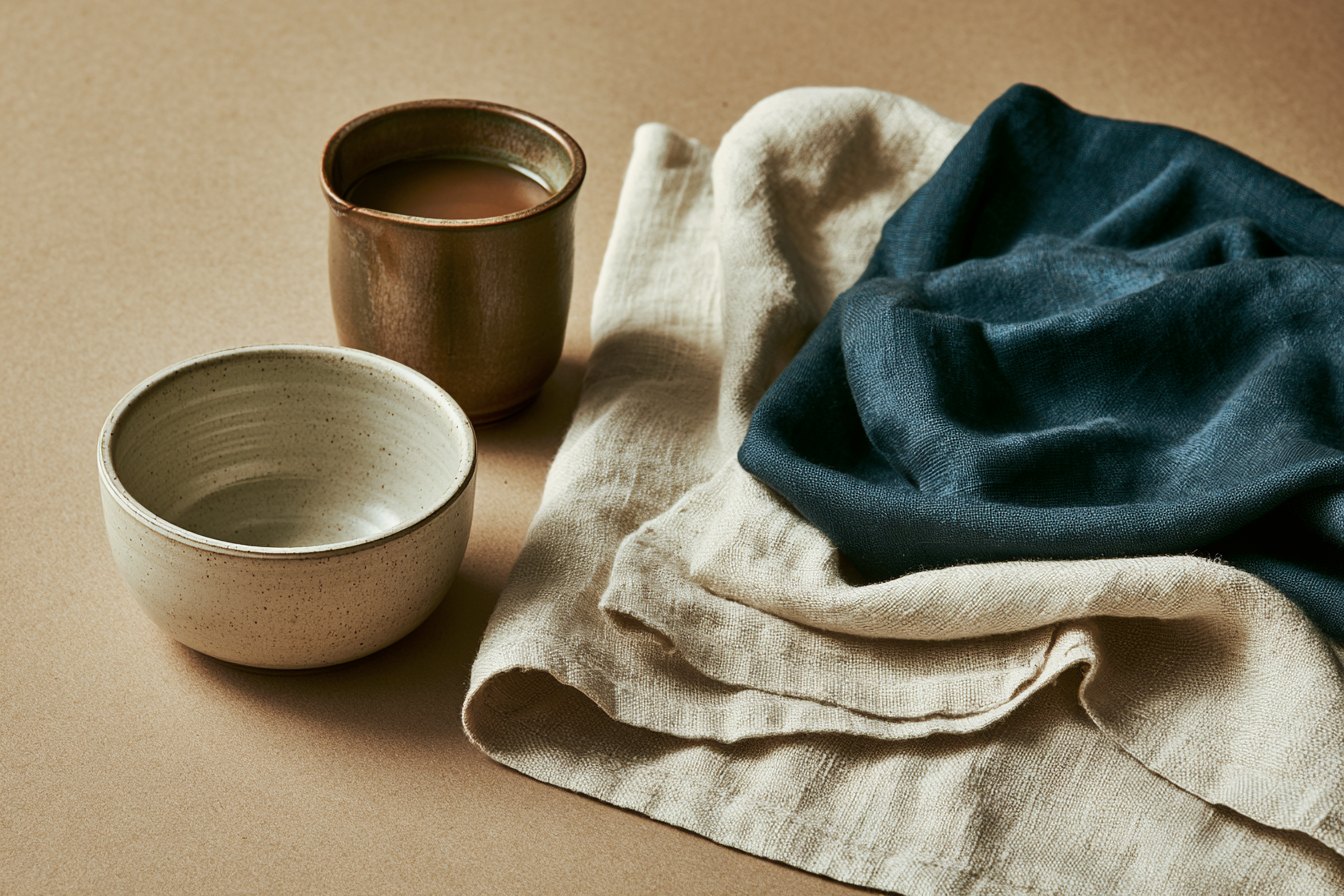 Ceramic and linen still life